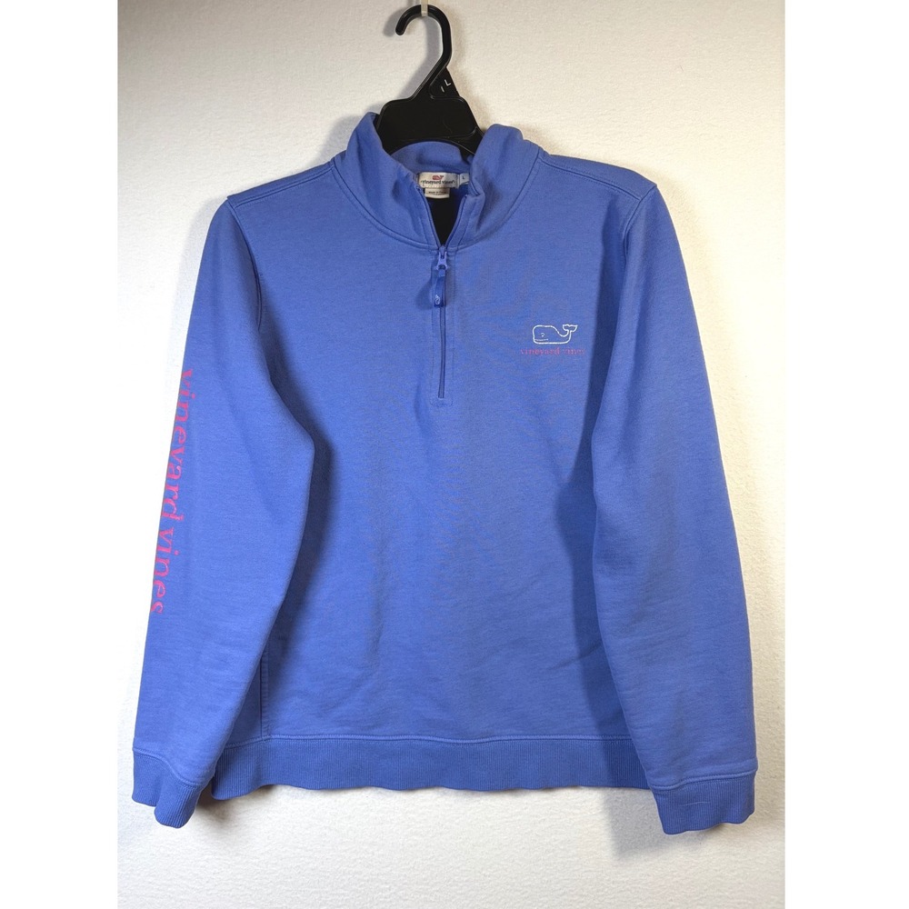 Vineyard Vines Quarter Zip Pullover Boys Large Blue EUC  Whale Graphic